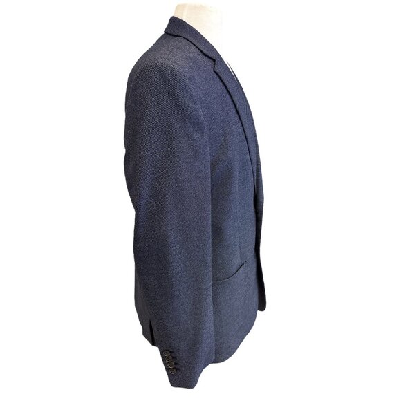Murano Mens Slim Fit Blue Blazer Jacket - Picture 4 of 12